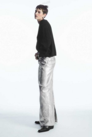 Women's COS Coated-Denim Maxi Skirt Skirts | INVHK-8970