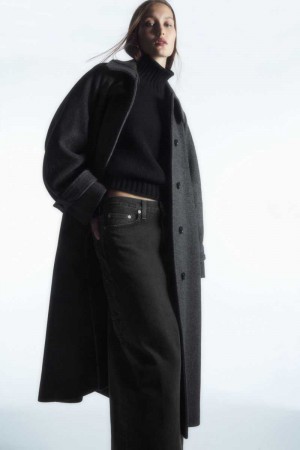 Women's COS Oversized Rounded Wool Coats Dark Grey | SGLVK-2940