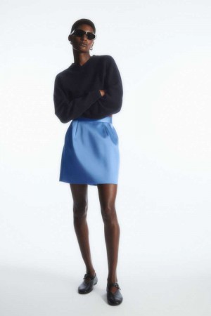 Women's COS Sculpted Mini Skirts Blue | FJYLT-8027