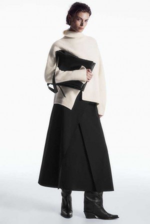 Women's COS Tailored Wool Midi Wrap Skirt Skirts | UEXCR-7416