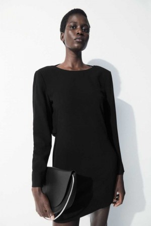 Women's COS The Draped Open-Back Mini Dress Black | ZWMIS-1602